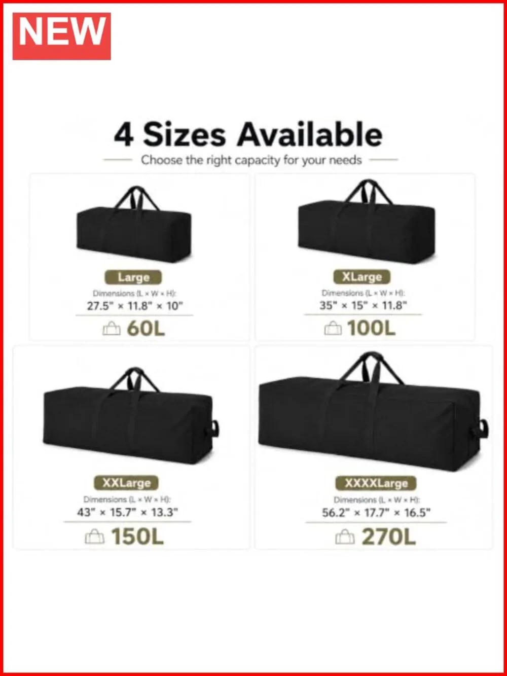 Extra Large Canvas Travel Duffle Bag Heavy Duty Sports Duffel 100L Side Opening